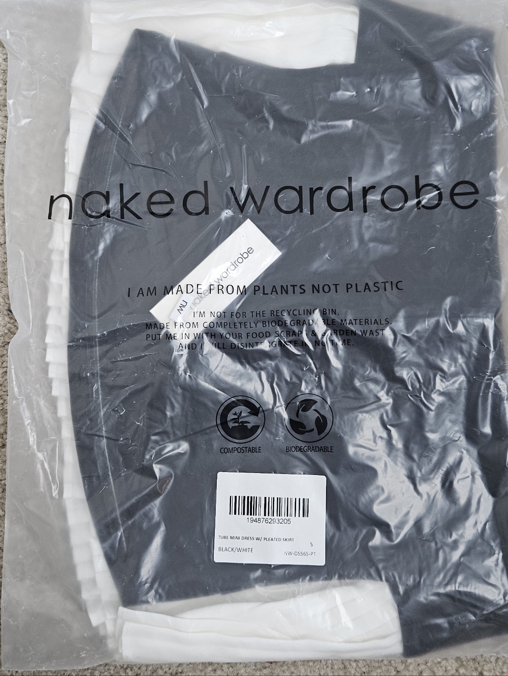 Naked Wardrobe Strapless Black & White Pleated Mini Dress Tenniscore Size S NWT - Picture 8 of 10